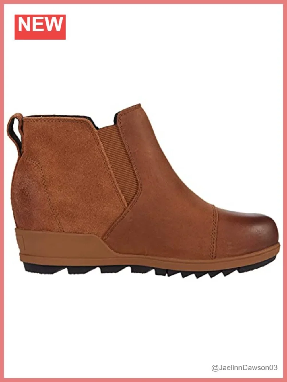 Women's Waterproof Leather & Suede Ankle Boot Wedge Slip-On